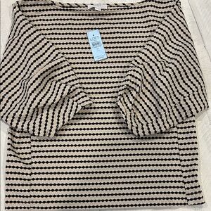 LOFT Black and Cream Patterned Blouse